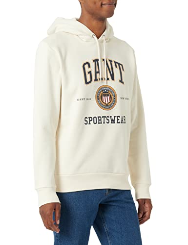 GANT Herren D1 Crest Shield Sweat Hoodie Kapuzenpullover, Cream, L von GANT