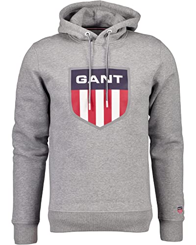 GANT Herren D1 Retro Shield Hoodie Sweat Sweatshirt, Grey Melange, L GANT Herren D1 Retro Shield Hoodie Sweat Sweatshirt, Grey Melange, L von GANT