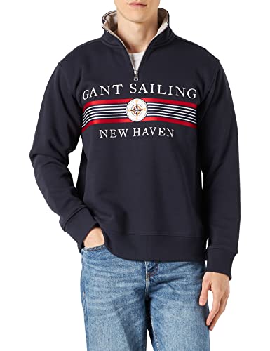 GANT Herren D1 Sailing Half Zip Sweat Sweatshirt, Evening Blue, XXL von GANT