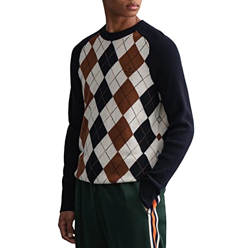 GANT Herren D1. Argyle C-Neck Pullover, Marine, M von GANT