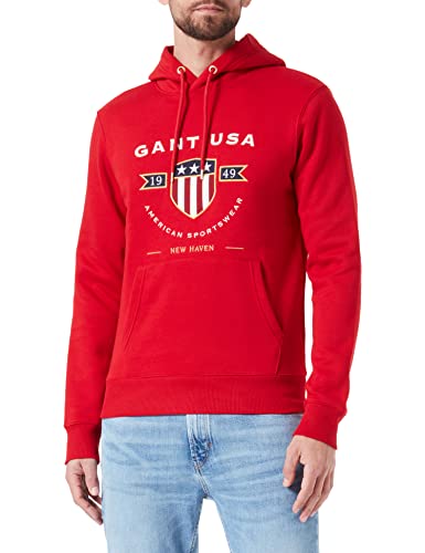 GANT Herren D1. Banner Shield Hoodie Kapuzenpullover, Ruby RED, M von GANT