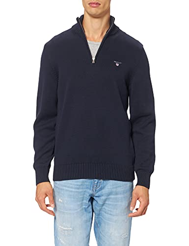 GANT Herren D1. Casual Cotton Halfzip Pullover, Evening Blue, XXL von GANT