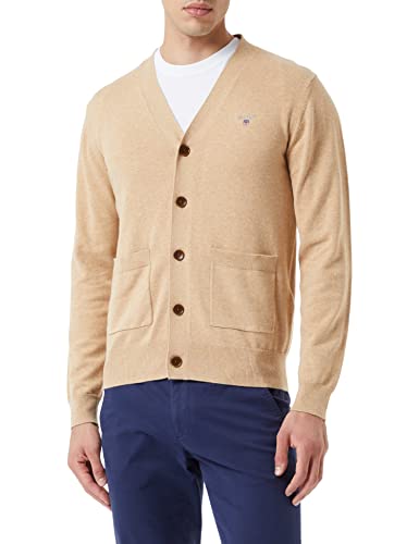 GANT Herren Classic Cotton V-Cardigan Pullover, Khaki Mel, L von GANT