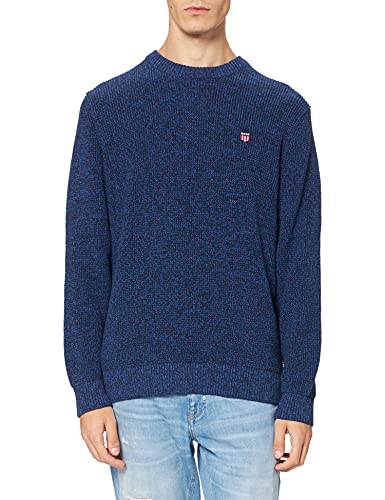 GANT Herren D1. Multi Color Twisted C-Neck Pullover, Evening Blue, M von GANT