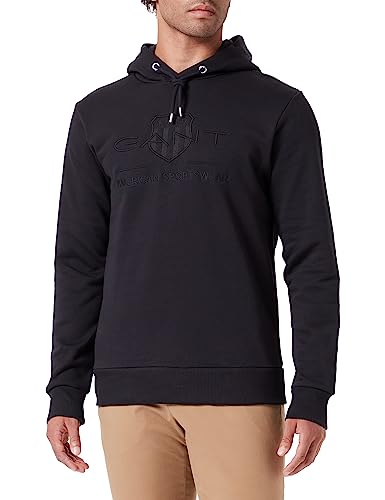 GANT Herren REG Tonal Shield Hoodie Pullover, Black, XXL GANT Herren REG Tonal Shield Hoodie Pullover, Black, XXL von GANT