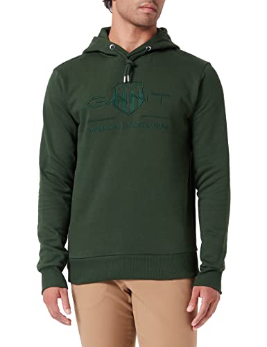 GANT Herren REG Tonal Shield Hoodie Pullover, Storm Green, L von GANT