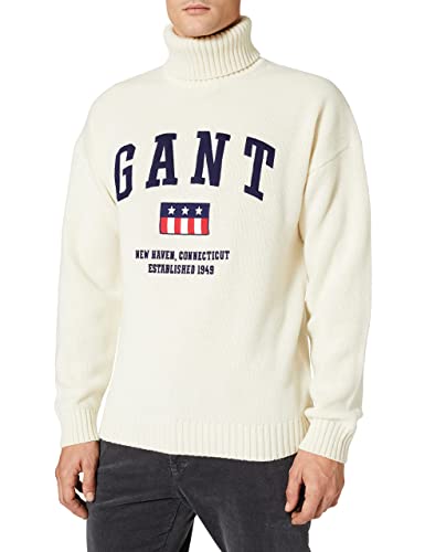 GANT Herren D2 Tag Wool Turtleneck Pullover, Cream, XXL von GANT