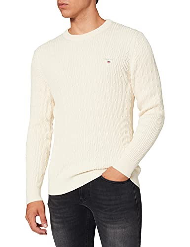 GANT Rundhalspullover aus Baumwolle mit Zopfmuster - Cream - XXL von GANT