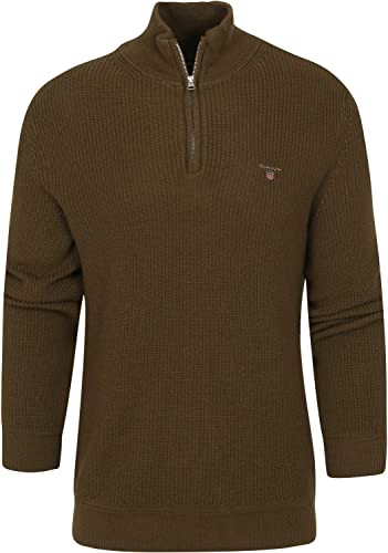 GANT Herren D2. Cotton Wool Rib Half Zip Pullover, Army Green, XL von GANT