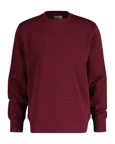 GANT Herren Embossed C-Neck Sweat Sweatshirt, Wine RED, XXL von GANT