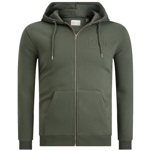 GANT Herren Embossed Full-Zip Hoodie Sweatshirt, Dark Earthy Green, M GANT Herren Embossed Full-Zip Hoodie Sweatshirt, Dark Earthy Green, M von GANT