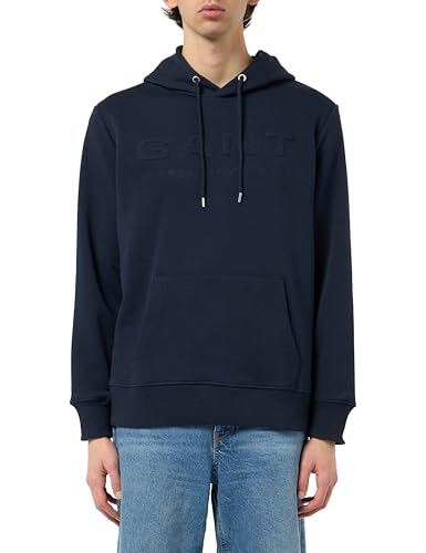 GANT Herren Embossed Hoodie Kapuzenpullover, Evening Blue, M GANT Herren Embossed Hoodie Kapuzenpullover, Evening Blue, M von GANT