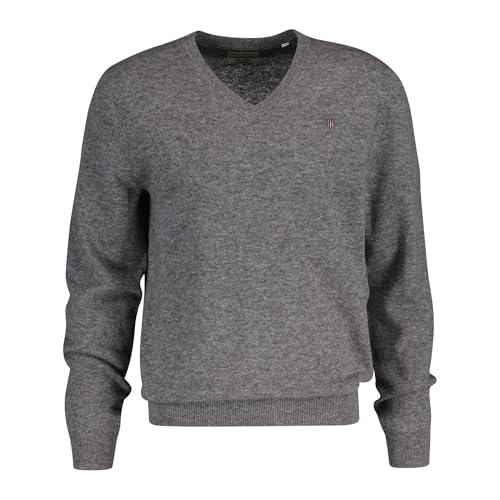 GANT Herren Extrafine Lambswool V-Neck Pullover, Dark Grey Melange, XXL von GANT