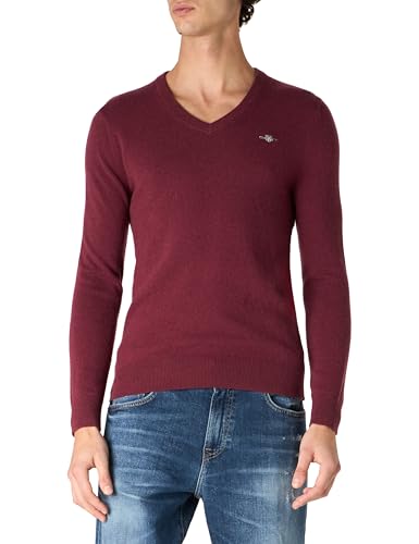 GANT Herren Extrafine Lambswool V-Neck Pullover, Wine RED, Large von GANT