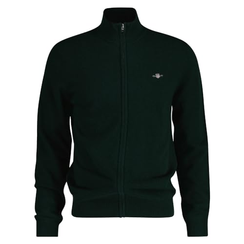 GANT Herren Extrafine Lambswool Zip Cardigan Strickjacke, Tartan Green, XXXXL von GANT