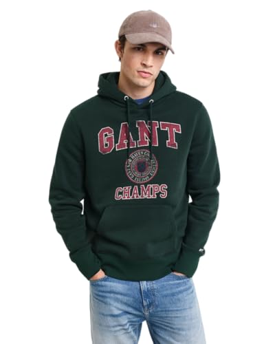 GANT Herren Front Graphic Sweat Hoodie Kapuzenpullover, Tartan Green, S GANT Herren Front Graphic Sweat Hoodie Kapuzenpullover, Tartan Green, S von GANT