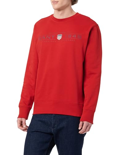 GANT Herren Graphic C-Neck Sweat Sweatshirt, Ruby RED, XL von GANT