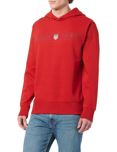 GANT Herren Graphic Hoodie Kapuzenpullover, Ruby RED, Large von GANT