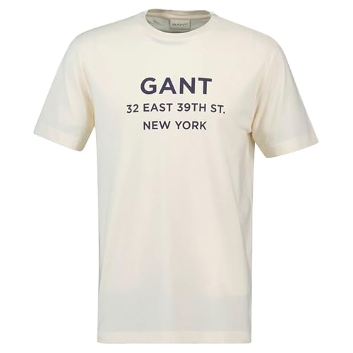 GANT Herren Graphic Printed Tshirt T-Shirt, Cream, XL von GANT