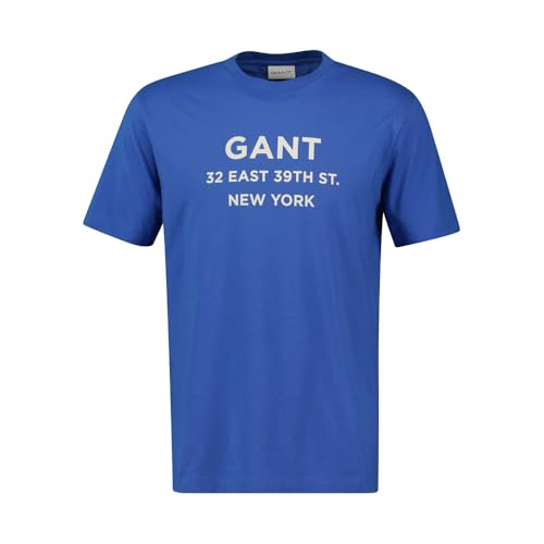 GANT Herren Graphic Printed Tshirt T-Shirt, Evening Blue, XL von GANT