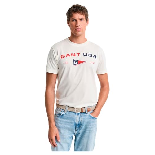 GANT Herren Graphic SS T-Shirt, Cream, Large von GANT