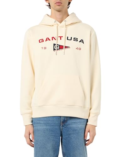 GANT Herren Graphic Sweat Hoodie Kapuzenpullover, Cream, XXL von GANT
