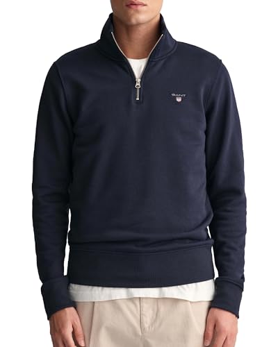 GANT Herren Half Zip Sweat ORIGINAL Pullover MIT KURZEM REIßVERSCHLUSS, Evening Blue, XL von GANT