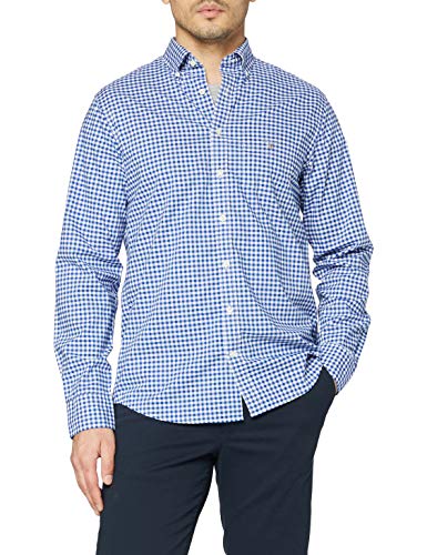 GANT Herren The Broadcloth Gingham Reg Bd Freizeithemd, Blau (College Blue 436), Large (Herstellergröße: L) von GANT