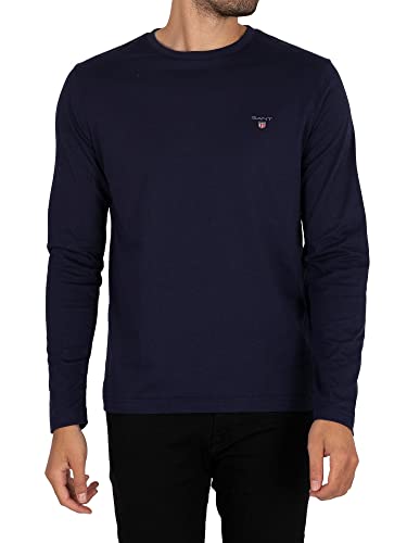 GANT Herren Langarmshirt SOLID LS T-SHIRT, Blau (EVENING BLUE 433), Small (Herstellergröße: S) von GANT