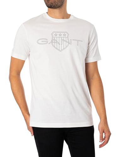 GANT Herren Logo SS T-Shirt, Eggshell, L von GANT