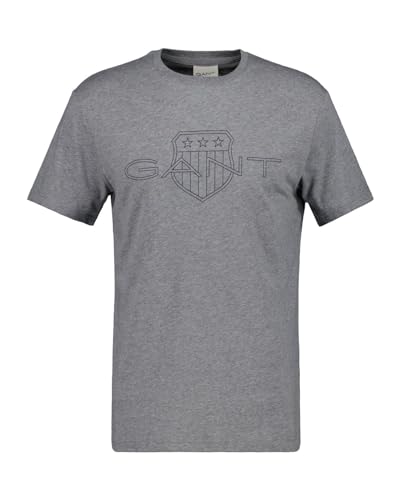 GANT Herren Logo SS T-Shirt, Grey Melange, M von GANT