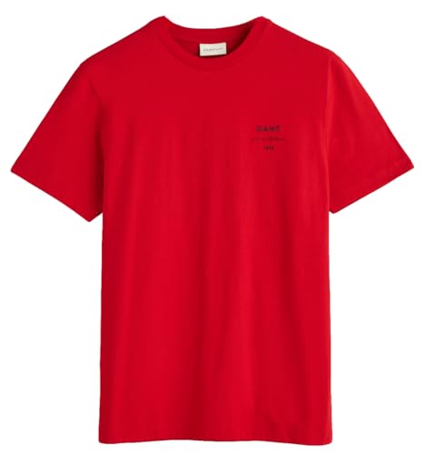 GANT Herren Logo Script SS T-Shirt, Ruby RED, 56 von GANT