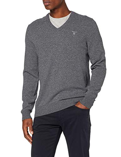 GANT Herren MD. Extrafine Lambswool V-Neck Pullover, DK Charcoal Melange, 3XL von GANT