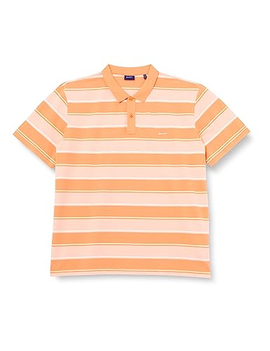 GANT Herren Multi Stripe SS Pique Kurzarm Poloshirt MIT MEHRFARBIGEN Streifen, APRICOT ORANGE, L von GANT