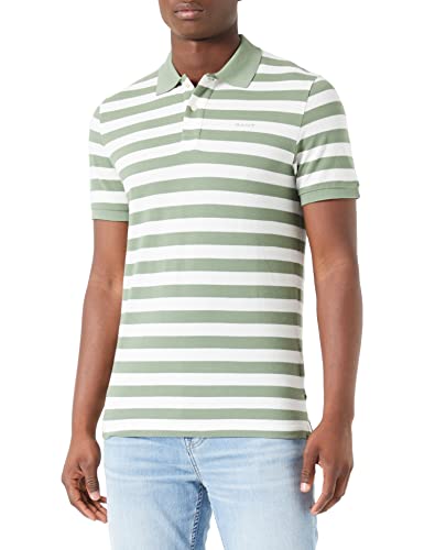 GANT Herren Multi Stripe SS Pique Polohemd, Kalamata Green, Standard von GANT