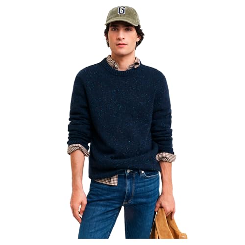GANT Herren NEPS Wool C-Neck Pullover, Evening Blue, Large von GANT