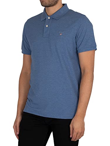 GANT Herren ORIGINAL Pique SS Rugger Polohemd, Denim Blue Mel, S von GANT