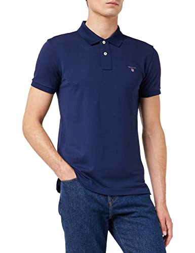 GANT Herren ORIGINAL Slim Pique SS Rugger Polohemd, Evening Blue, XXL von GANT