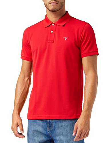 GANT Herren Poloshirt SOLID PIQUE SS RUGGER, Gr. M, Rot (Bright Red) von GANT