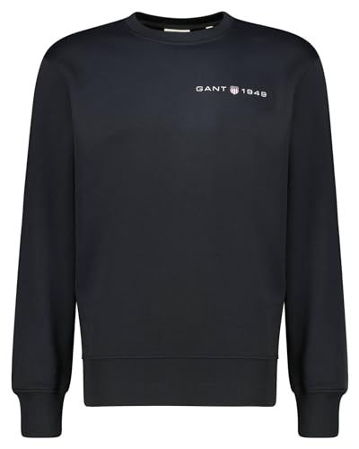 GANT Herren Printed Graphic C-Neck Sweat Sweatshirt, Black, XXL von GANT