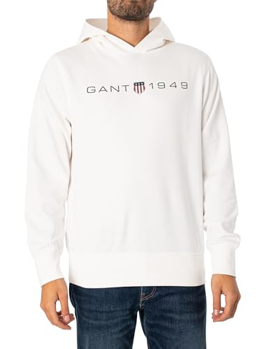 GANT Herren Printed Graphic Hoodie Kapuzenpullover, Eggshell, M von GANT