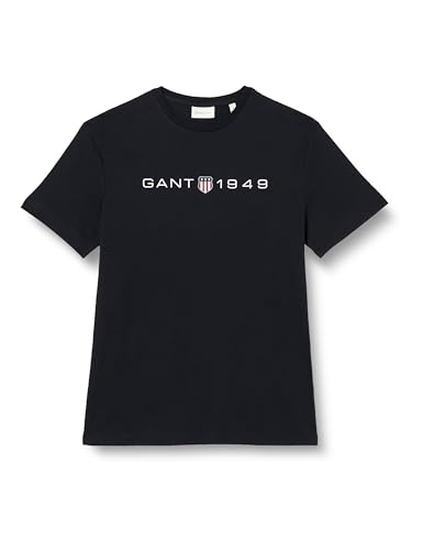 GANT Herren Printed Graphic SS T-Shirt, Black, Small von GANT