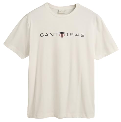 GANT Herren Printed Graphic SS T-Shirt, Eggshell, L von GANT