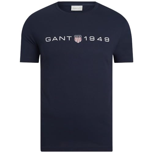 GANT Herren Printed Graphic SS T-Shirt, Evening Blue, 56 von GANT