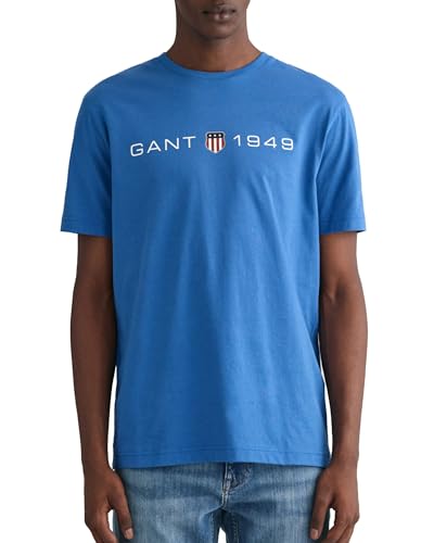 GANT Herren Printed Graphic SS T-Shirt, Rich Blue, XL von GANT
