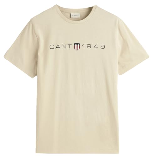 GANT Herren Printed Graphic SS T-Shirt, Silky BEIGE, Large von GANT