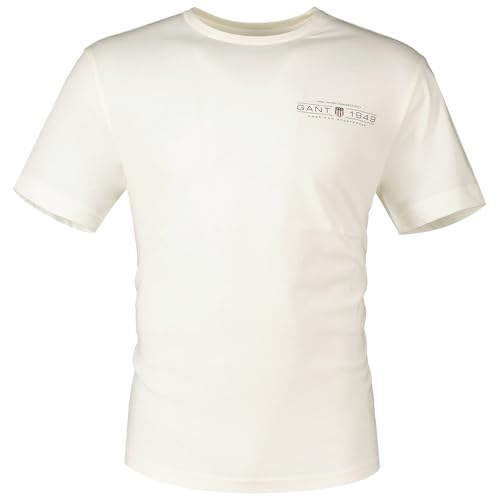 GANT Herren Printed Graphic Ss T-Shirt T-Shirt, Eggshell, L von GANT