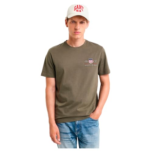 Gant Herren REG Archive Shield EMB SS T-Shirt, Juniper Green, M von GANT
