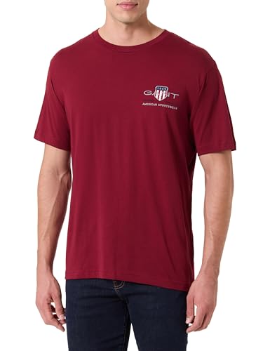 GANT Herren REG Archive Shield EMB SS T-Shirt, Rot, XXL von GANT