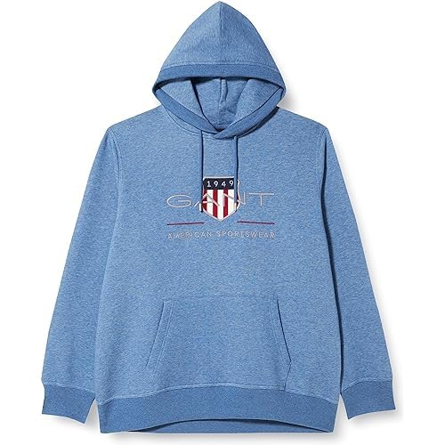 GANT Herren REG Archive Shield Hoodie Kapuzenpullover, Dusty Blue SEA, L von GANT